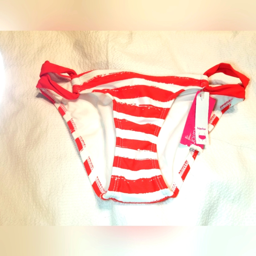 NWT HIPSTER STRIPED BIKINI BOTTOM SWIM VOLLEYBALL DIVING SURFING XS. cute